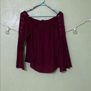 Off the shoulder bell sleeve shirt